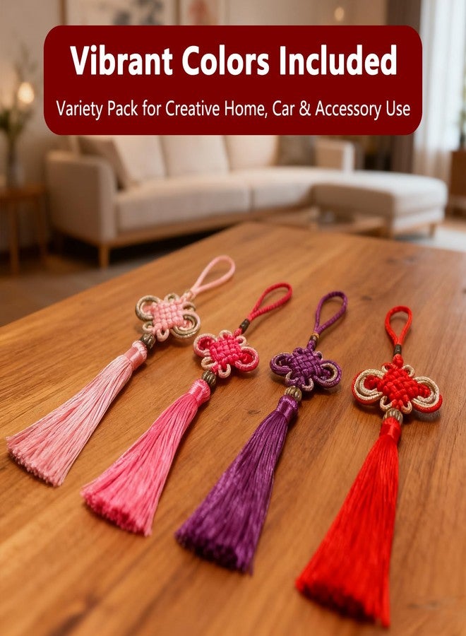 KGCGJVB 8Pcs Chinese Knot Silk Tassels Ornaments Handmade Tassel Chinese Decoration with Soft Tassel for Home Decor Car and Hanging Decorations Elegant Silk Tasselchinese Style Tassle Ornaments - Image 4
